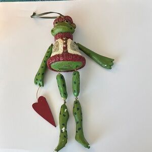 Vintage Patience Brewster Frog Ornament with Red Heart